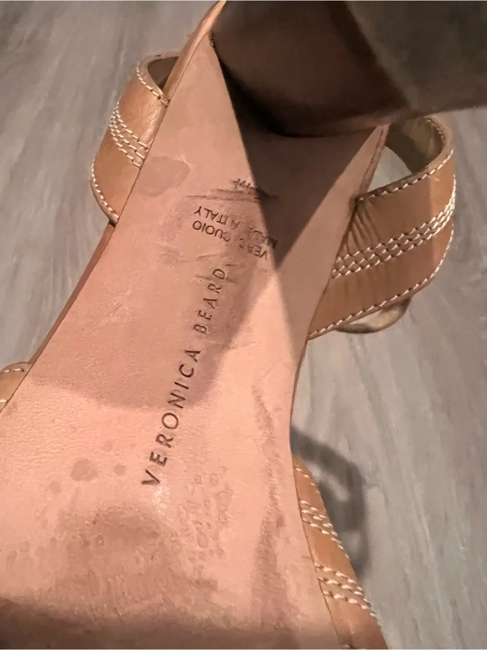 Veronica Beard Tan Leather Ankle-Strap Block Heels